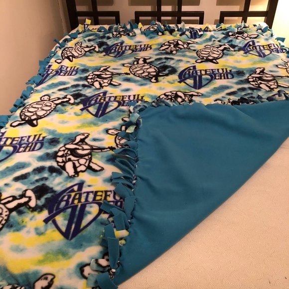 Homemade Grateful Dead Tie-dye Terrapin Fleece Blanket - Picture 2 of 6